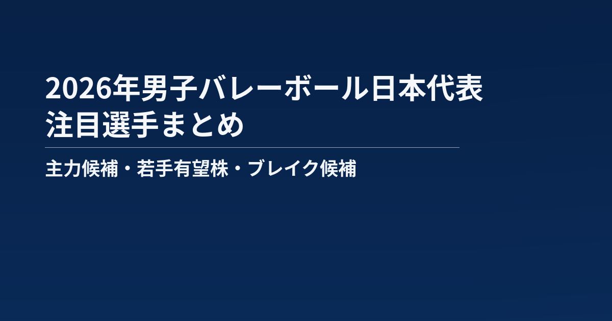 2026年男子バレーボール日本代表の注目選手まとめ記事のアイキャッチ画像